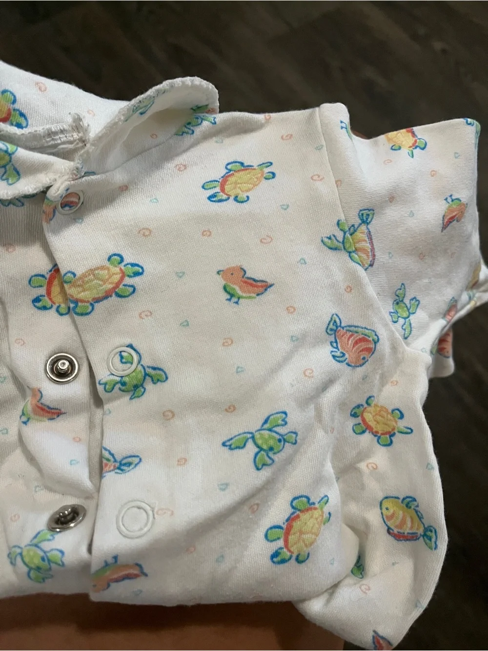 Baby White Footed One-Piece with Pastel Animal Print